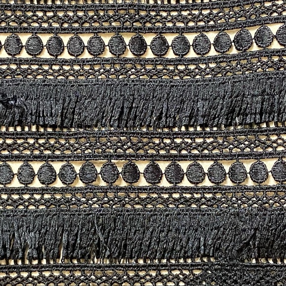 J Crew Black Crochet Fringe Sleeveless Shift Dress Sz 2 - Picture 7 of 15